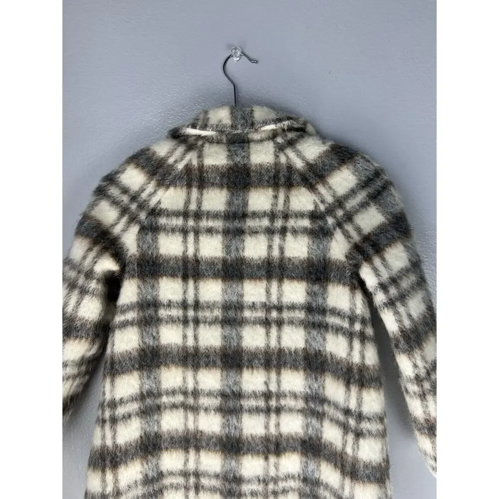 Bonpoint France Girls Wool Plaid Pea Coat Size 10 Mohair Alpaca Button Kids